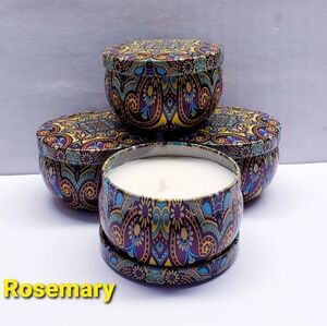 ROSEMARY Scented Mini Tin Jar Soy Wax Candles, Aromatherapy candles, 2oz(4 pack)